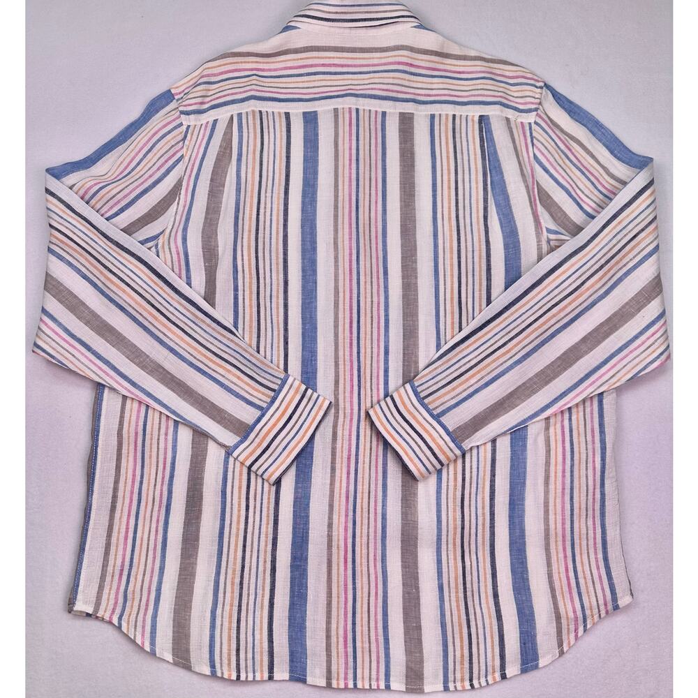 Tommy Bahama Striped 100% Linen Button Up Shirt Multi Color Long Sleeve Size XL - Picture 11 of 12